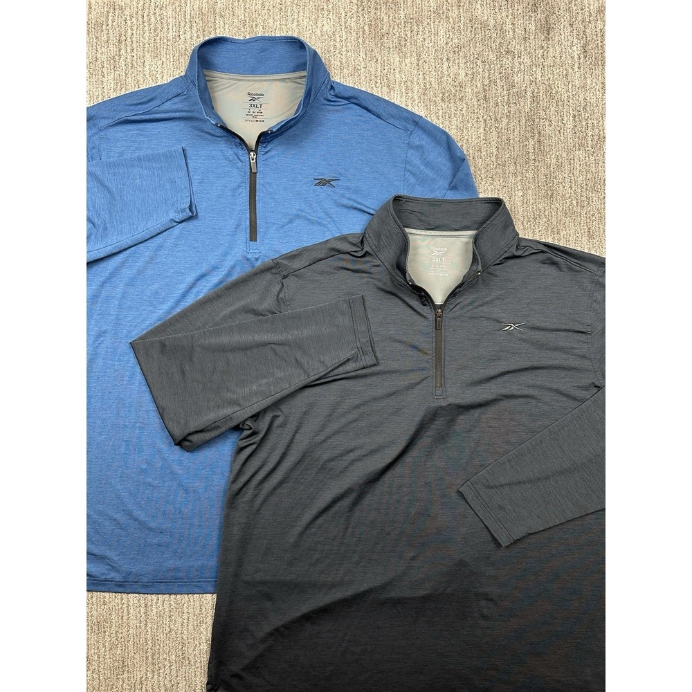 Lot Of 2 Reebok Speed Wick Pullover Mens 3XLT Long Sleeve Stretch 1/4 Zip